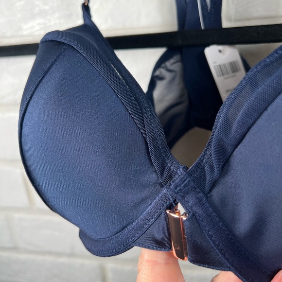 NWT Soma Sensual Front Close Lined Underwire Racerback Demi Bra 38 B Navy #0448 - Picture 3 of 13